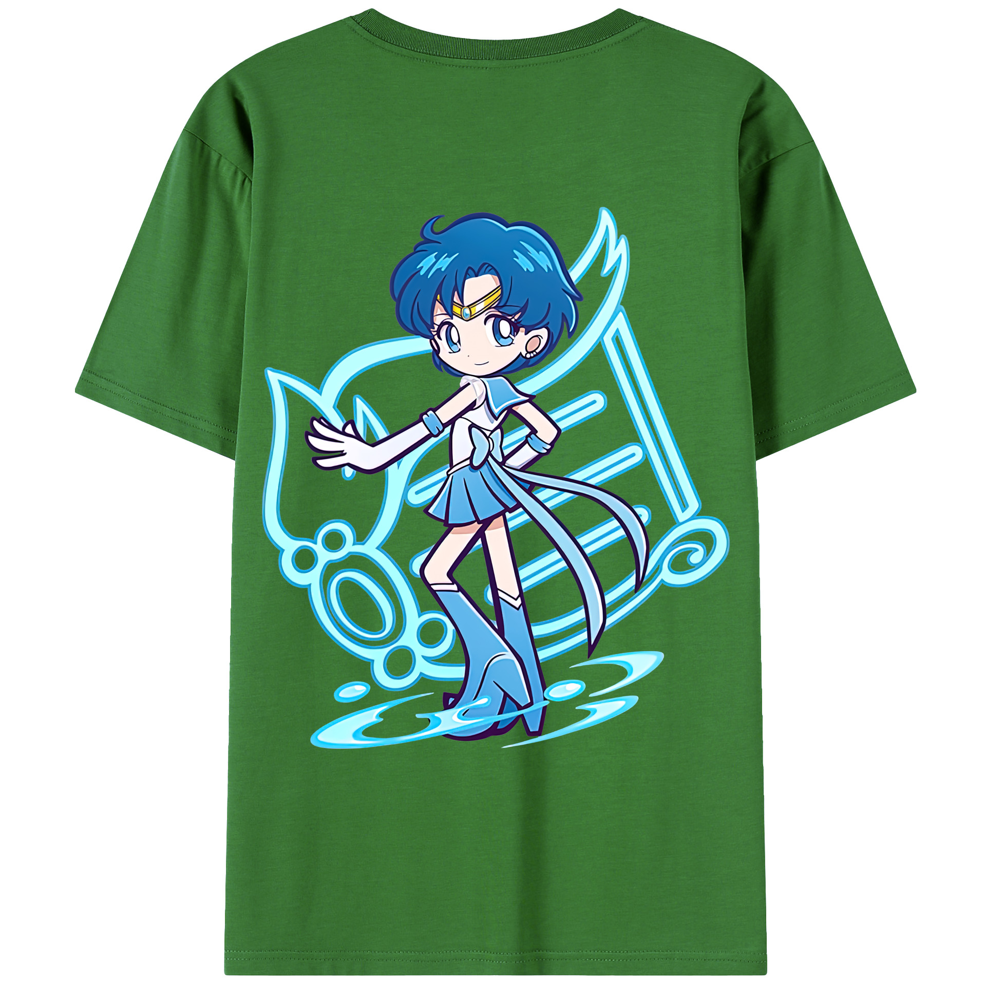 （画像用） 美少女戦士セーラームーン 水野 亜美 みずの あみ Sailor Moon Mizuno Ami レディース半袖Tシャツ(バックプリント)